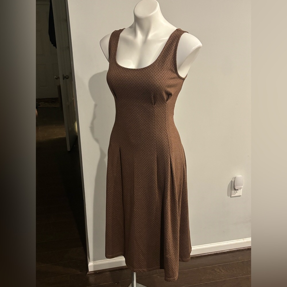 Orange Creek Boutique Brown Chevron Midi Dress